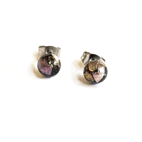 Stone and Palladium Mini Stud Earrings