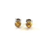 Darjeeling and Gold Handmade Glass Stud Earrings