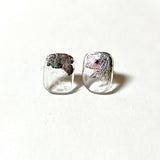 Freeform Panel Stud Earrings, Recycled Whisky Bottle and Palladium