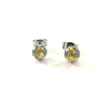 Graphite and Gold Handmade Glass Stud Earrings