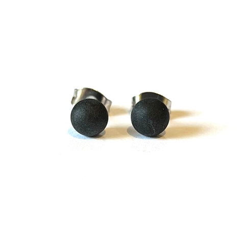 Frosted Charcoal Handmade Glass Stud Earrings