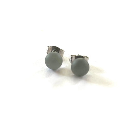 Frosted Graphite Handmade Glass Stud Earrings