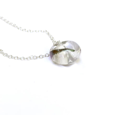 Recycled Whisky Bottle Pendant on Sterling Silver Chain, Clear and Palladium