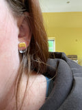 Freeform Panel Stud Earrings, Recycled Whisky Bottle and Palladium