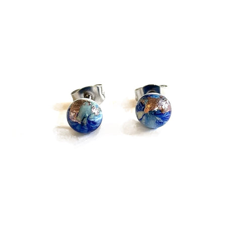 Delft and Palladium Mini Stud Earrings