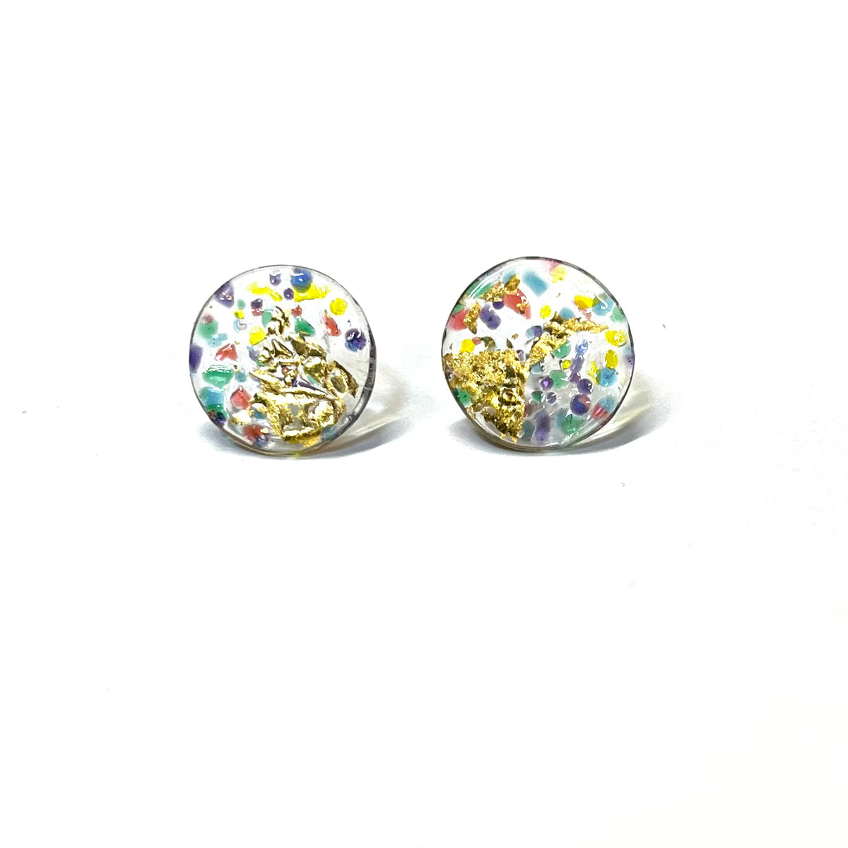 Glass and Gold Midi Stud Earrings, Kaleidos – Helen Chalmers Glass ...